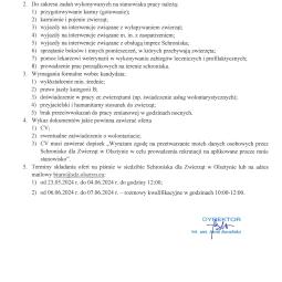 ogłoszenie, nabór, opiekun zwierząt